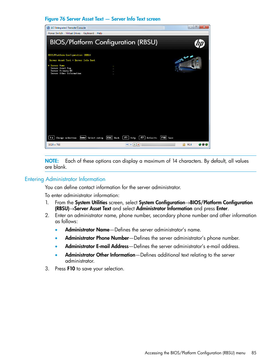 Entering administrator information | HP Unified Extensible Firmware Interface User Manual | Page 85 / 158