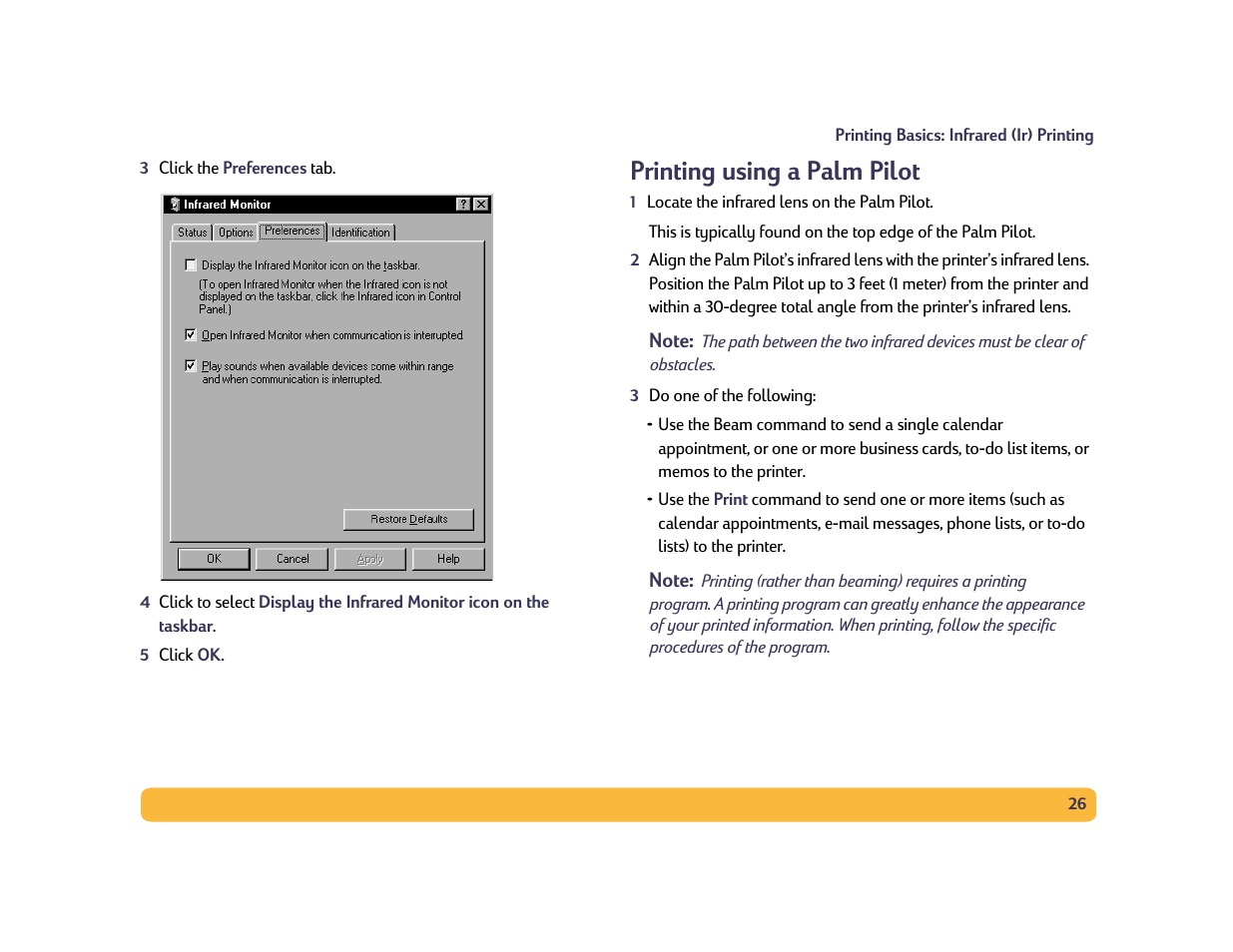 Printing using a palm pilot | HP Deskjet 990cxi Printer User Manual | Page 26 / 102