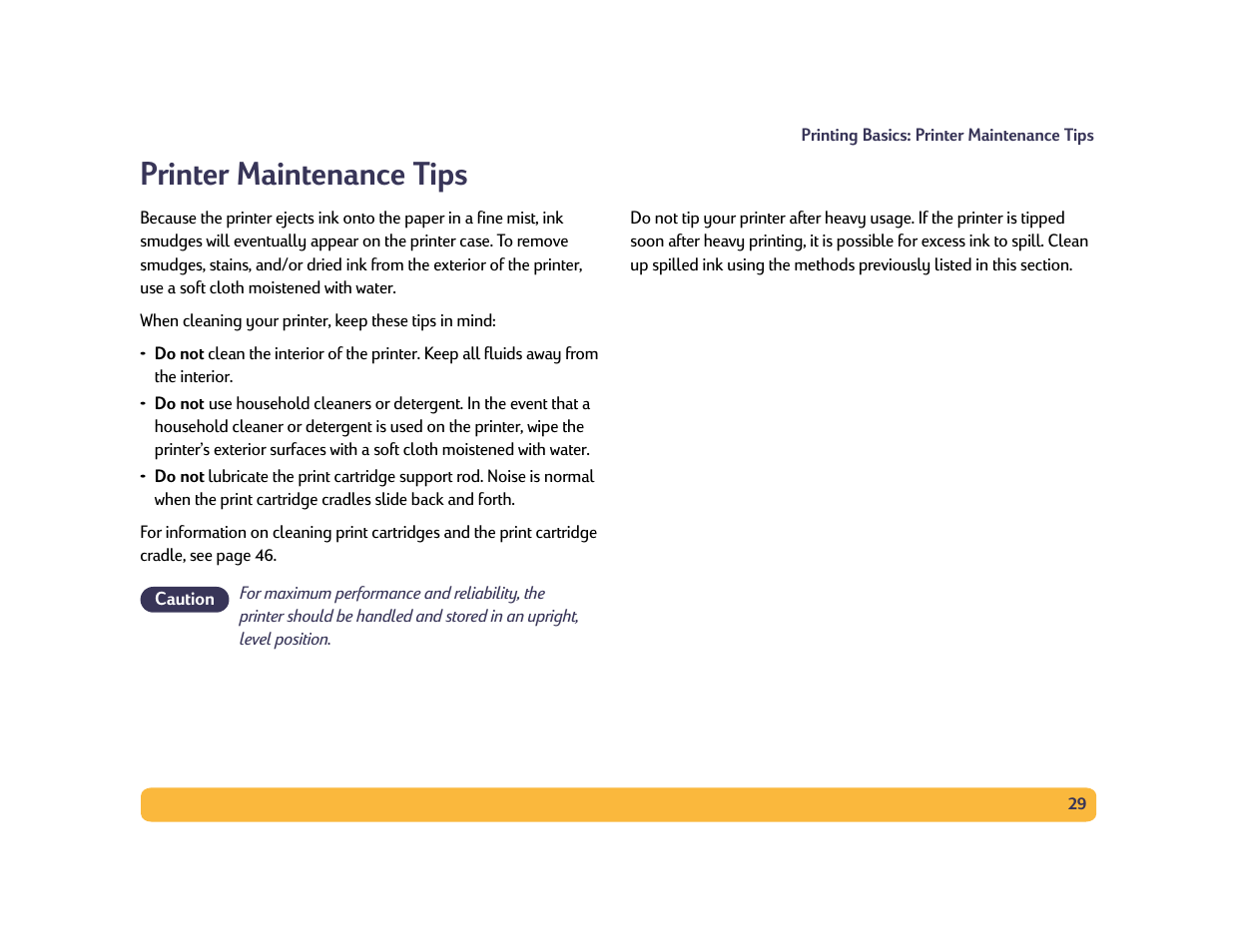 Printer maintenance tips | HP Deskjet 990cxi Printer User Manual | Page 29 / 102