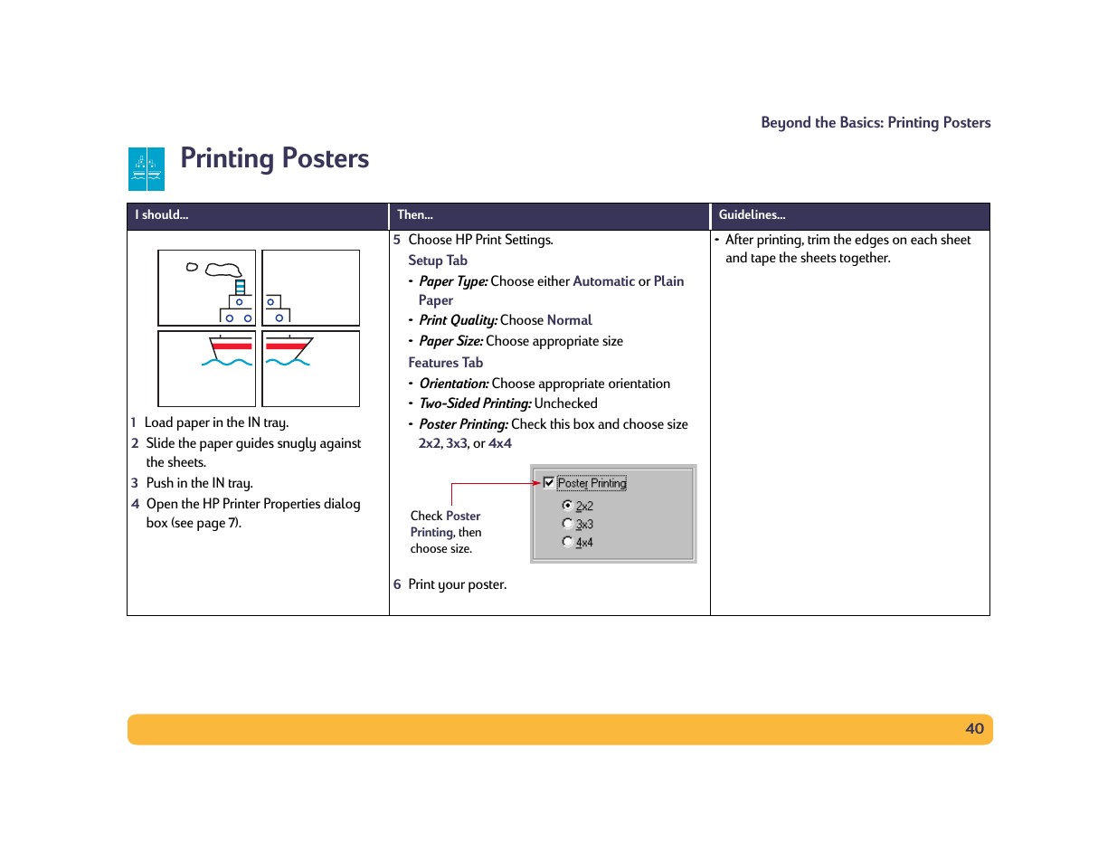 Printing posters | HP Deskjet 990cxi Printer User Manual | Page 40 / 102