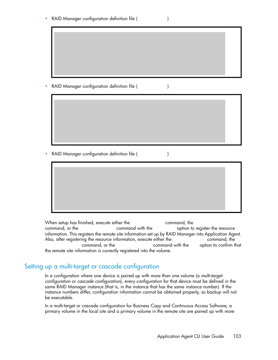 Setting up a multi-target or cascade configuration | HP XP Array Manager Software User Manual | Page 103 / 564