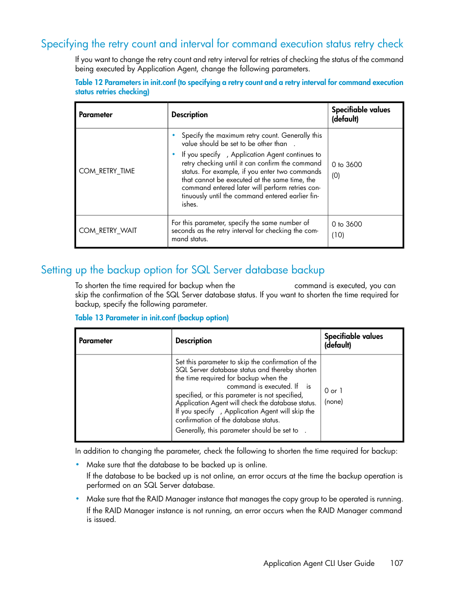 Parameter in init.conf (backup option) | HP XP Array Manager Software User Manual | Page 107 / 564
