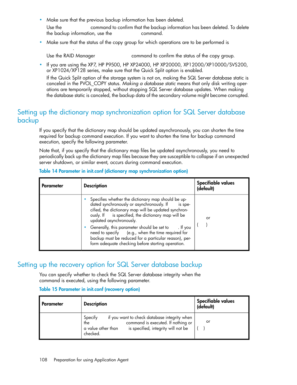 Parameter in init.conf (recovery option) | HP XP Array Manager Software User Manual | Page 108 / 564