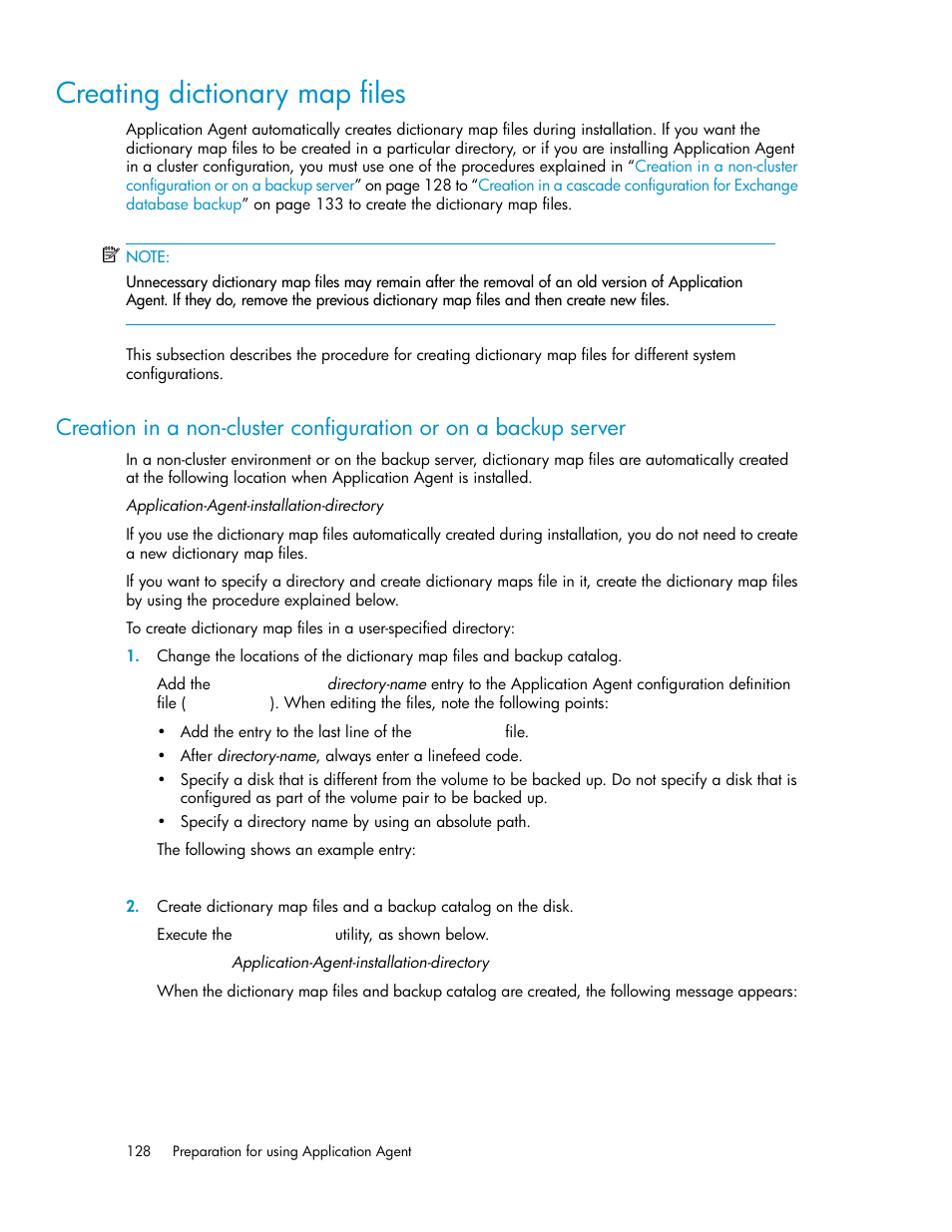 Creating dictionary map files, Creating dic- tionary map files | HP XP Array Manager Software User Manual | Page 128 / 564