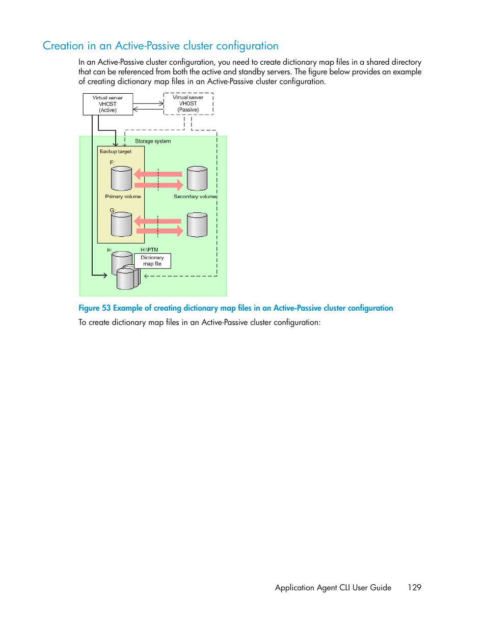 Creation in an, Active-passive cluster configuration | HP XP Array Manager Software User Manual | Page 129 / 564