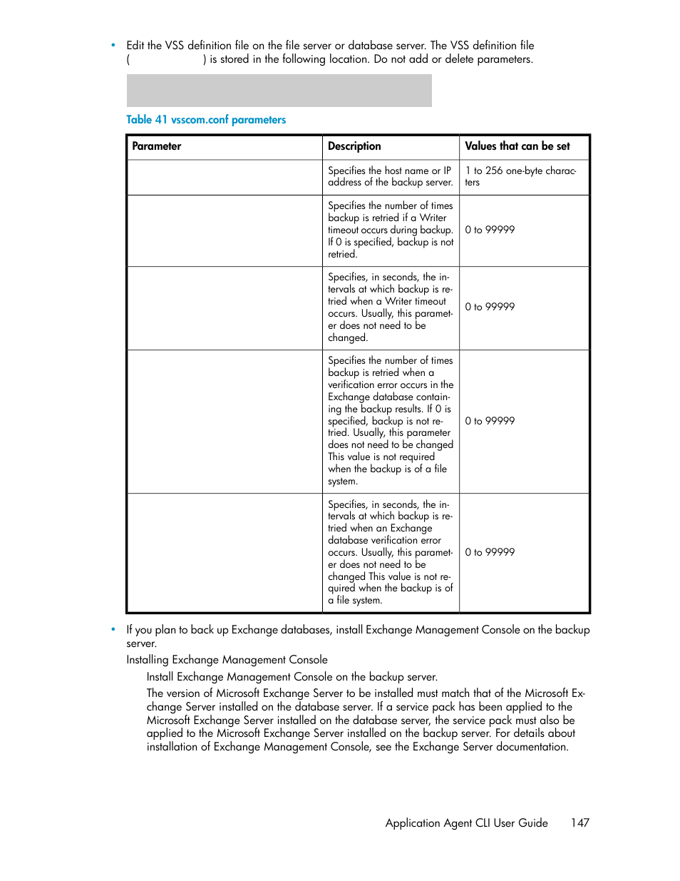 Vsscom.conf parameters | HP XP Array Manager Software User Manual | Page 147 / 564