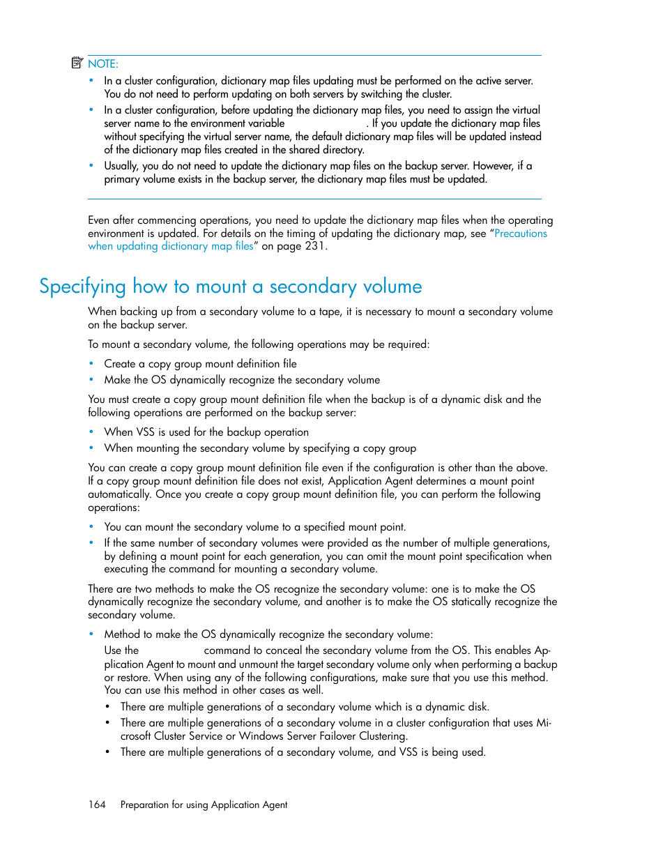 Specifying how to mount a secondary volume | HP XP Array Manager Software User Manual | Page 164 / 564