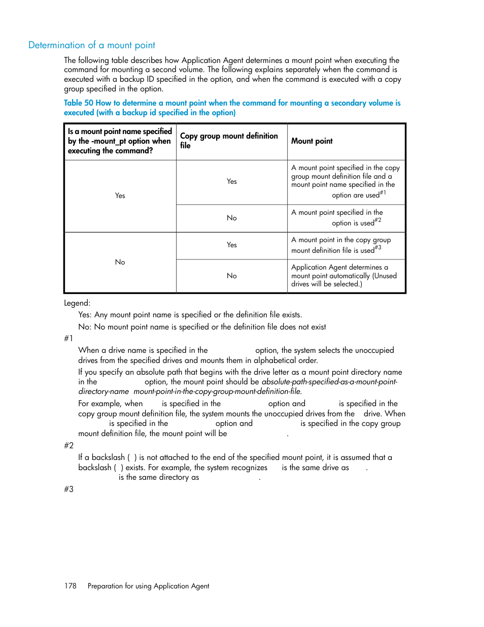 Determination of a mount point | HP XP Array Manager Software User Manual | Page 178 / 564