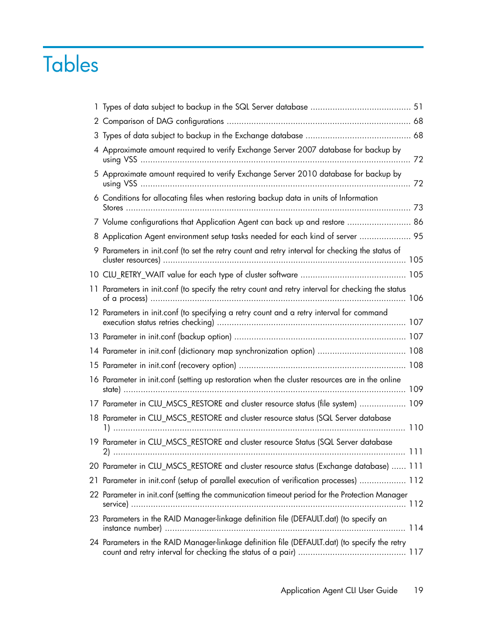 Tables | HP XP Array Manager Software User Manual | Page 19 / 564