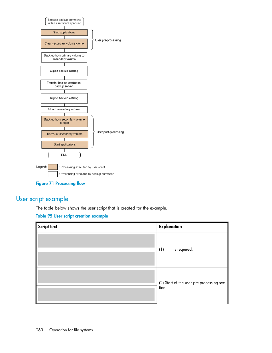 User script example, Processing flow, User script creation example | HP XP Array Manager Software User Manual | Page 260 / 564