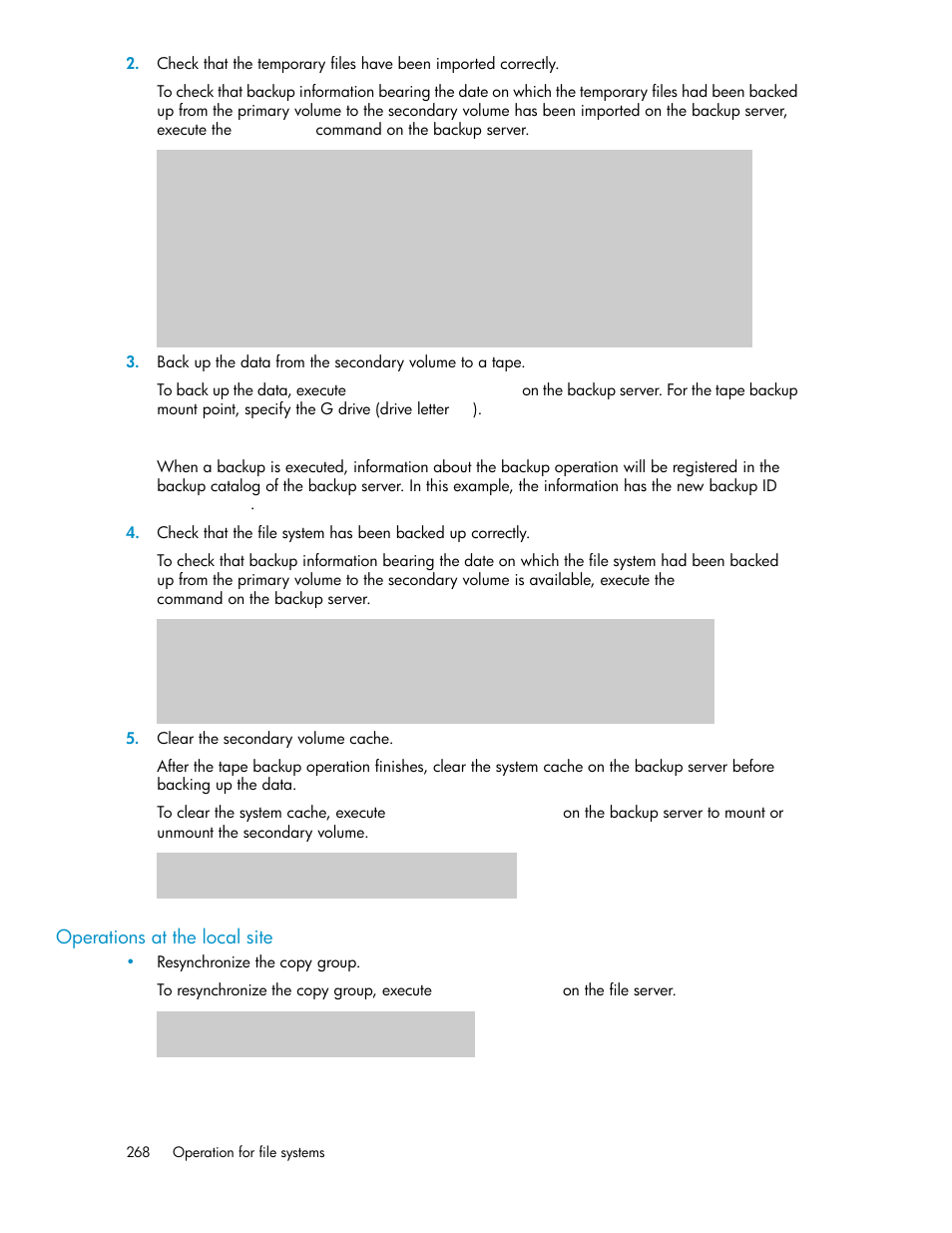 Operations at the local site | HP XP Array Manager Software User Manual | Page 268 / 564