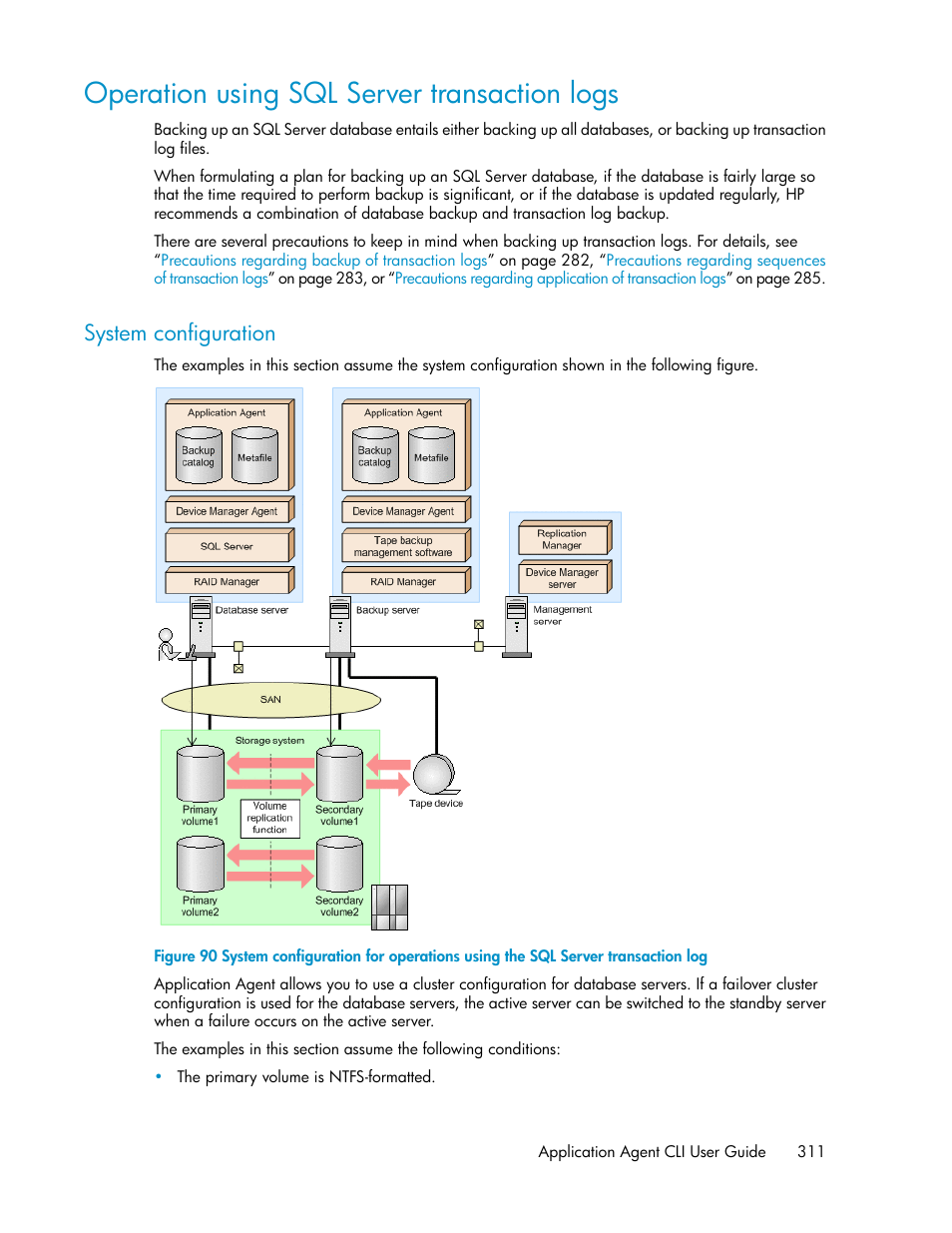 Operation using sql server transaction logs, System configuration | HP XP Array Manager Software User Manual | Page 311 / 564