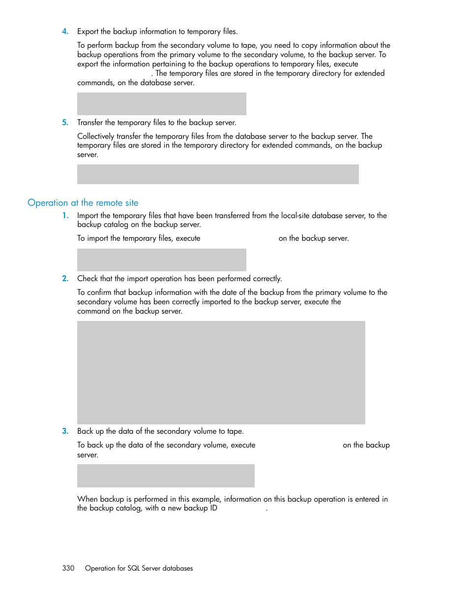 Operation at the remote site | HP XP Array Manager Software User Manual | Page 330 / 564