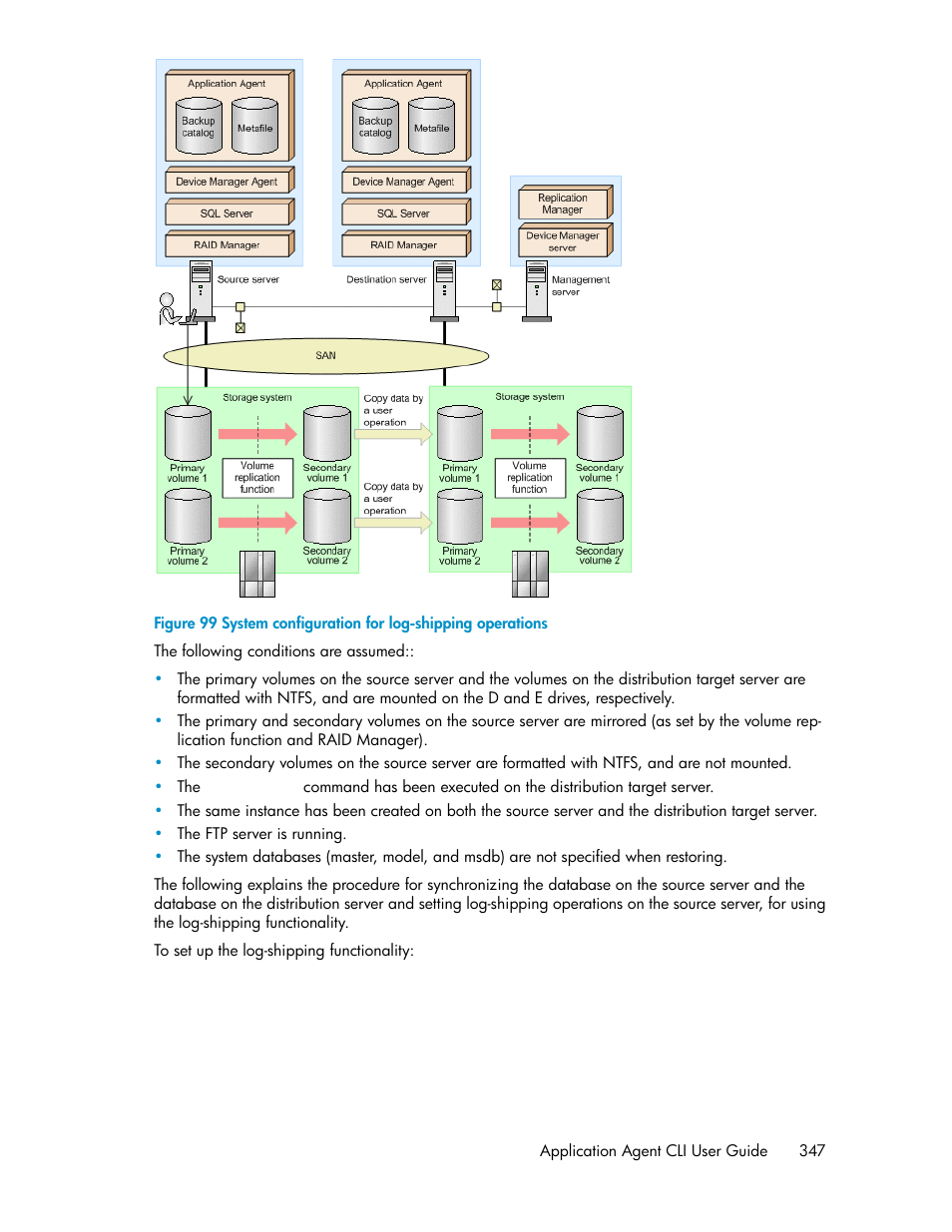 System configuration for log-shipping operations | HP XP Array Manager Software User Manual | Page 347 / 564