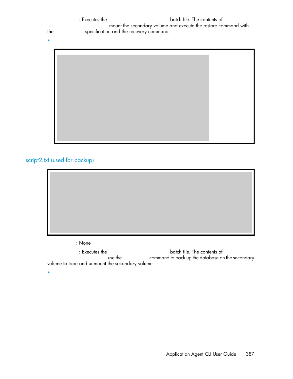 Script2.txt (used for backup) | HP XP Array Manager Software User Manual | Page 387 / 564