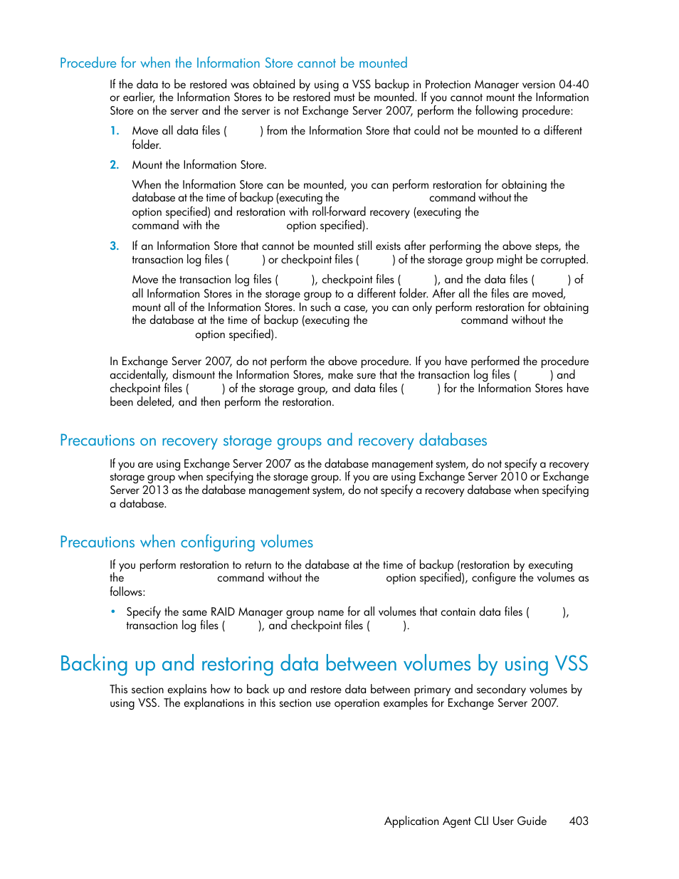 Precautions when configuring volumes, 403 precautions when configuring volumes | HP XP Array Manager Software User Manual | Page 403 / 564