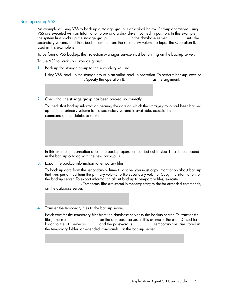 Backup using vss | HP XP Array Manager Software User Manual | Page 411 / 564