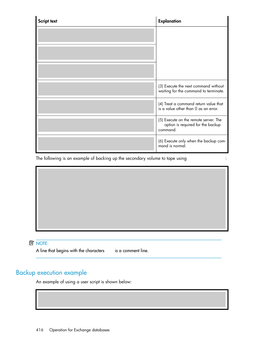 Backup execution example | HP XP Array Manager Software User Manual | Page 416 / 564