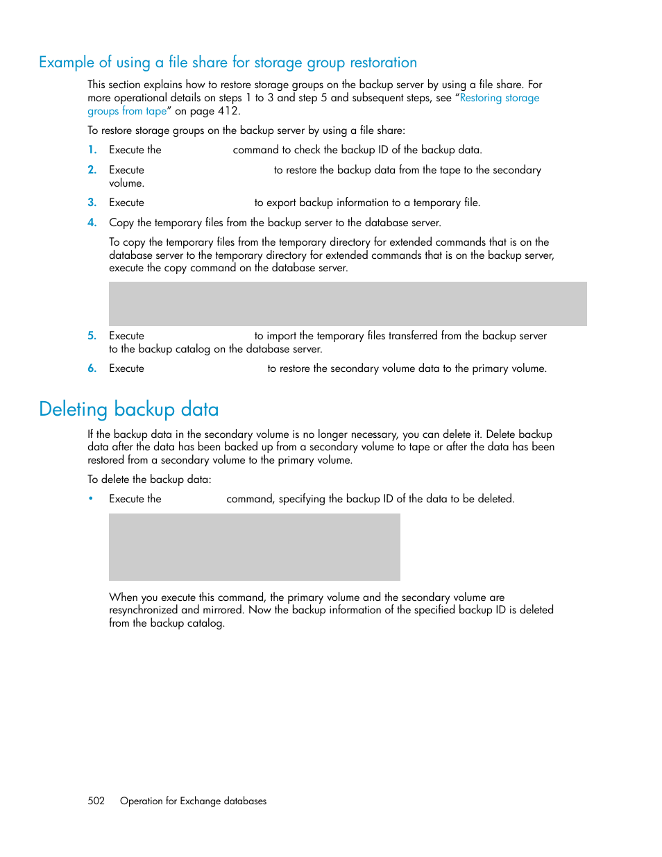 Deleting backup data | HP XP Array Manager Software User Manual | Page 502 / 564