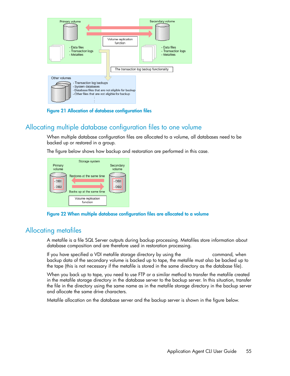 Allocating metafiles, 55 allocating metafiles, Allocation of database configuration files | HP XP Array Manager Software User Manual | Page 55 / 564