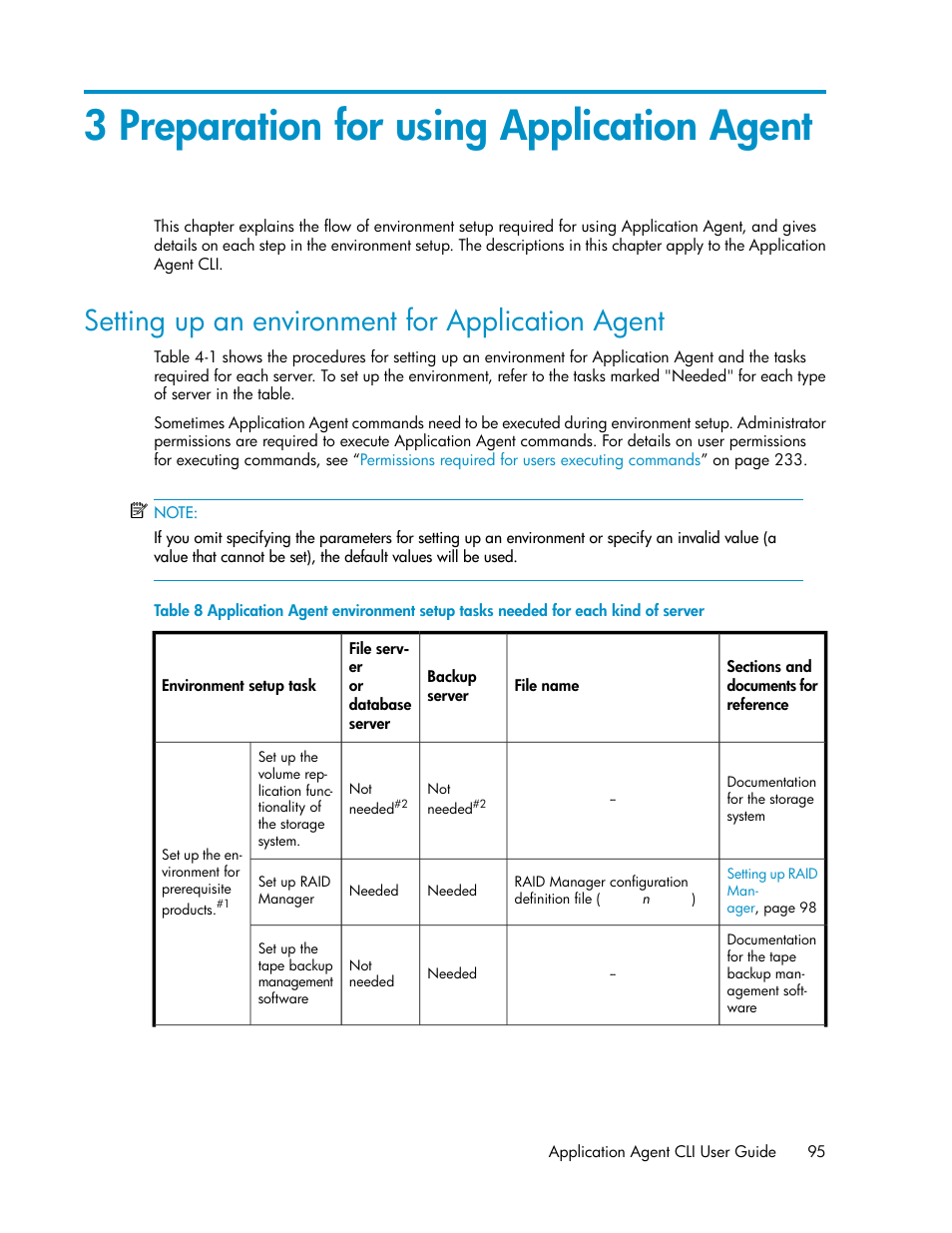 3 preparation for using application agent, Setting up an environment for application agent | HP XP Array Manager Software User Manual | Page 95 / 564