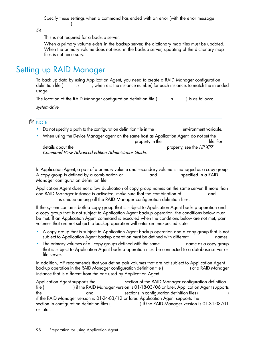 Setting up raid manager, Setting up raid man- ager | HP XP Array Manager Software User Manual | Page 98 / 564