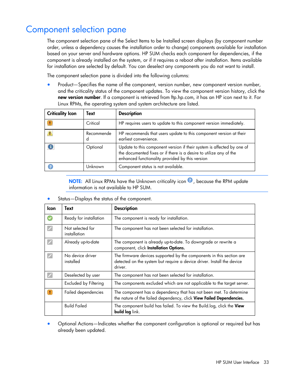 Component selection pane | HP ProLiant Support Pack User Manual | Page 33 / 109