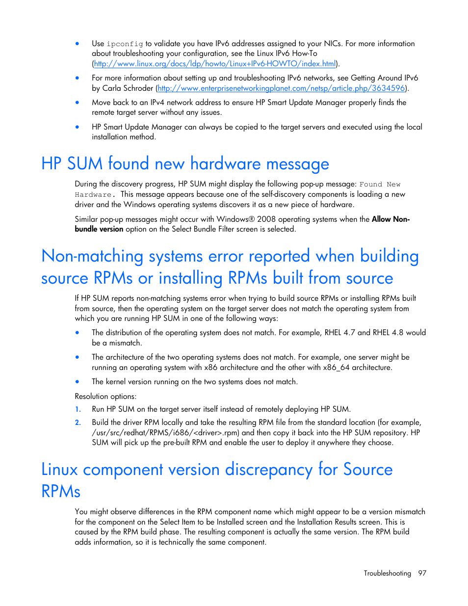 Hp sum found new hardware message | HP ProLiant Support Pack User Manual | Page 97 / 109