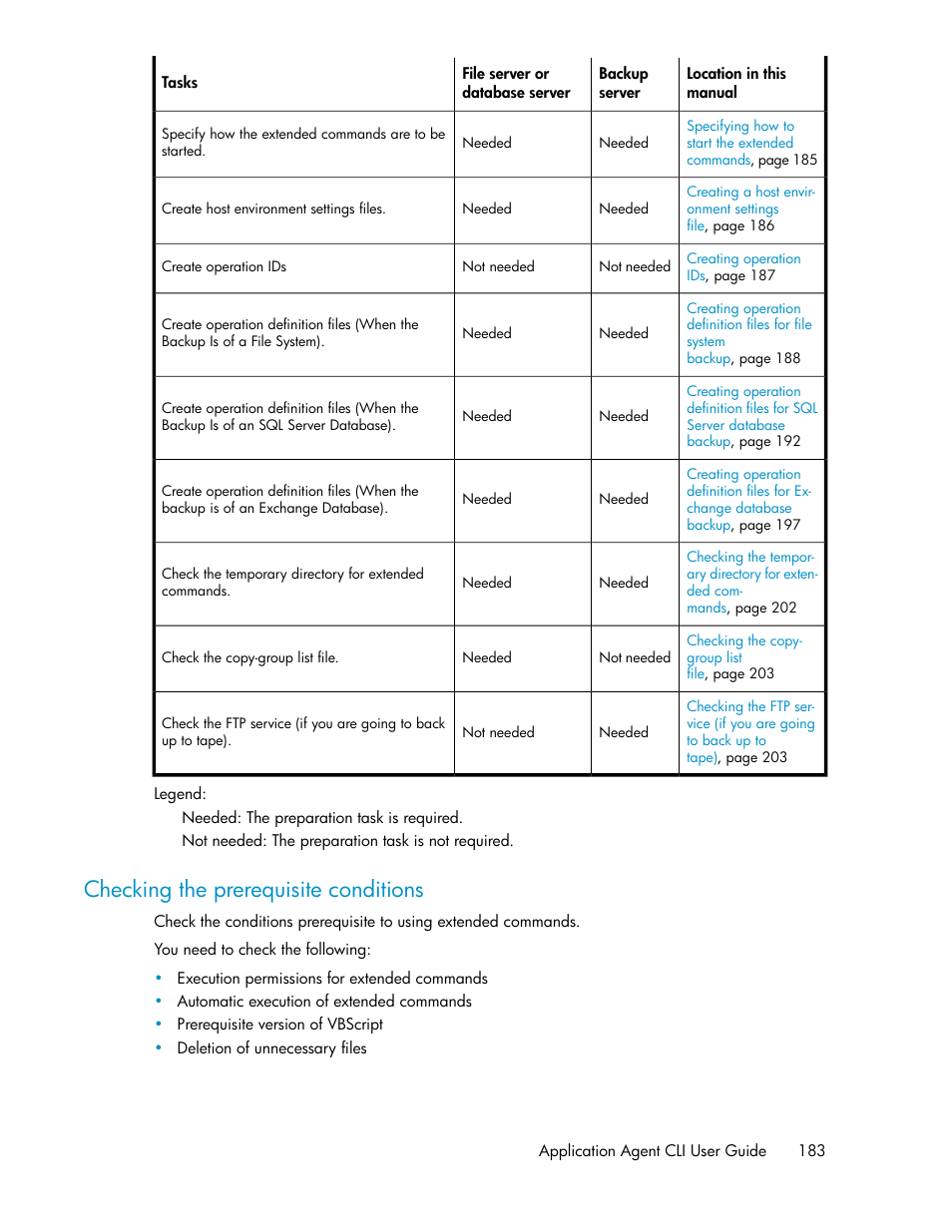 Checking the prerequisite conditions, Checking the pre- requisite condi- tions | HP XP Command View Advanced Edition Software User Manual | Page 183 / 580