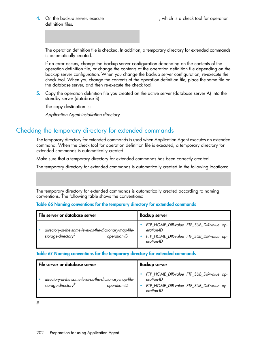 Checking the temporary directory for, Extended commands | HP XP Command View Advanced Edition Software User Manual | Page 202 / 580