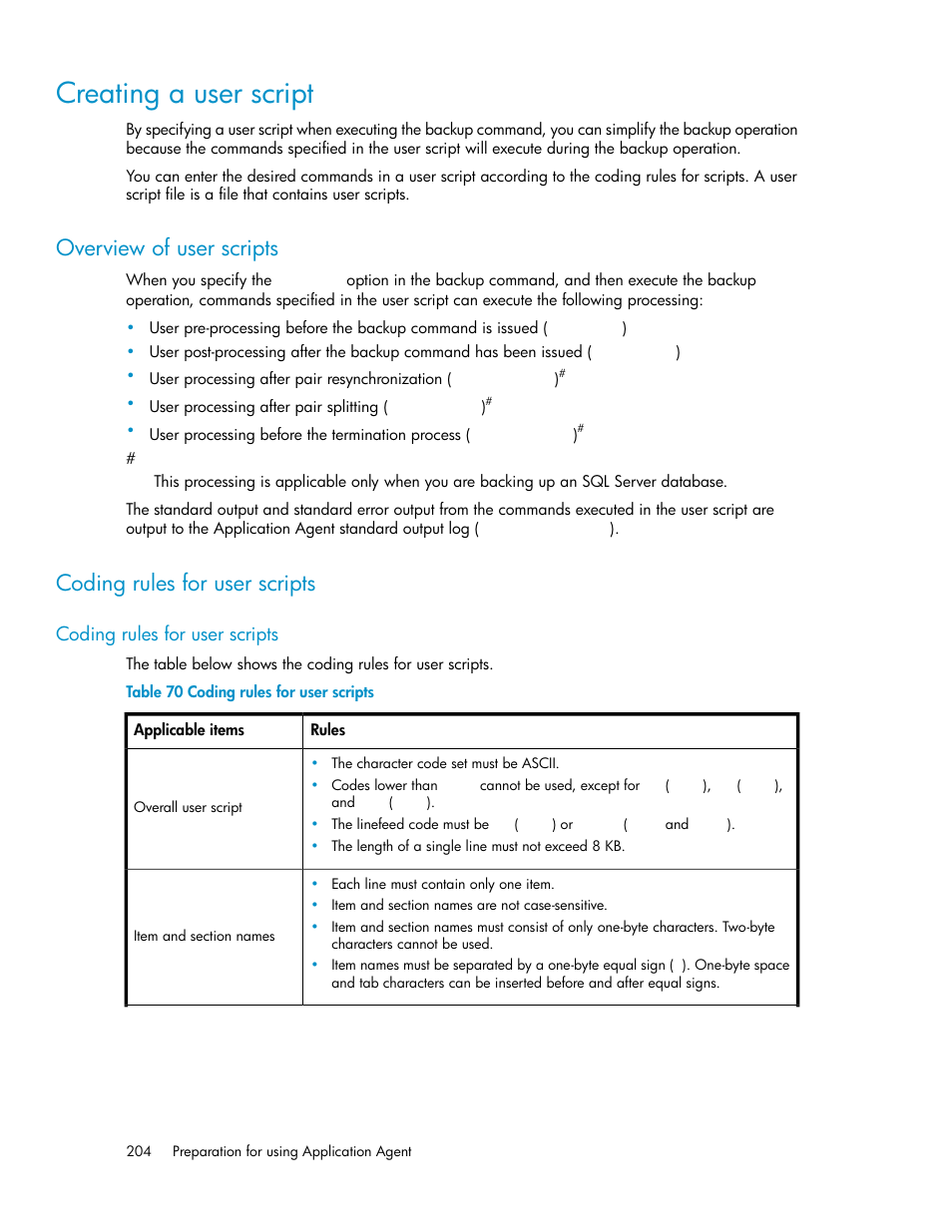 Creating a user script, Overview of user scripts, Coding rules for user scripts | 204 coding rules for user scripts | HP XP Command View Advanced Edition Software User Manual | Page 204 / 580