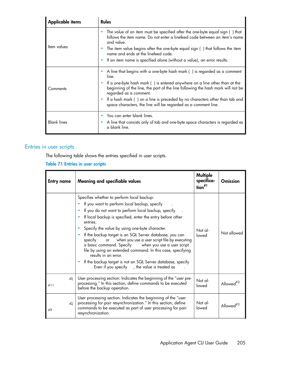 Entries in user scripts | HP XP Command View Advanced Edition Software User Manual | Page 205 / 580