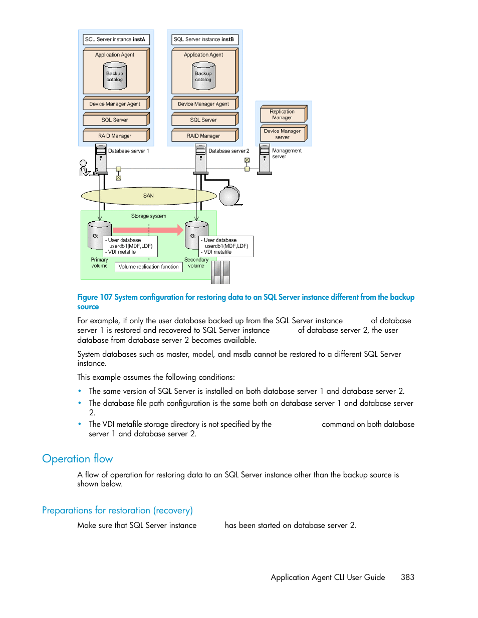 Operation flow, Preparations for restoration (recovery) | HP XP Command View Advanced Edition Software User Manual | Page 383 / 580