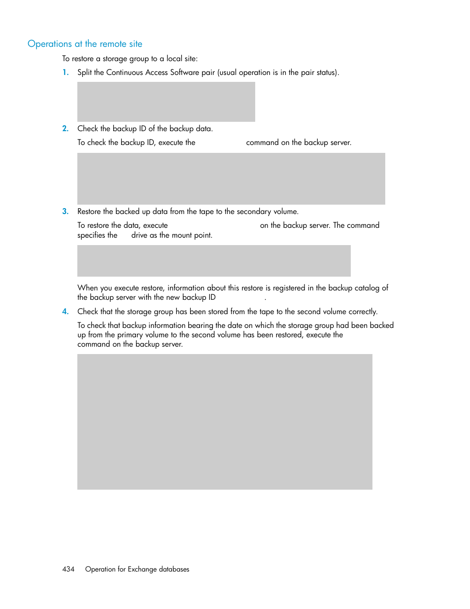 Operations at the remote site | HP XP Command View Advanced Edition Software User Manual | Page 434 / 580