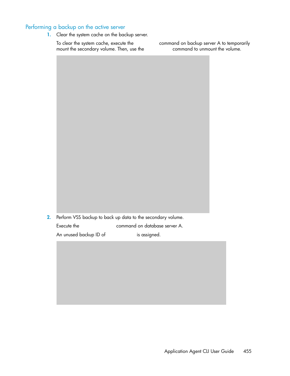 Performing a backup on the active server | HP XP Command View Advanced Edition Software User Manual | Page 455 / 580