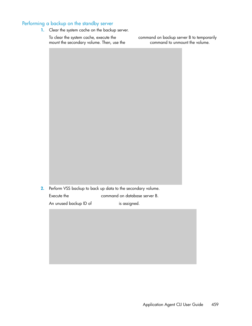 Performing a backup on the standby server | HP XP Command View Advanced Edition Software User Manual | Page 459 / 580