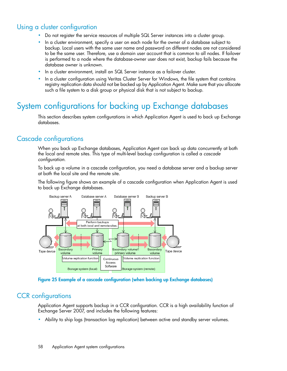 Using a cluster configuration, Cascade configurations, Ccr configurations | HP XP Command View Advanced Edition Software User Manual | Page 58 / 580
