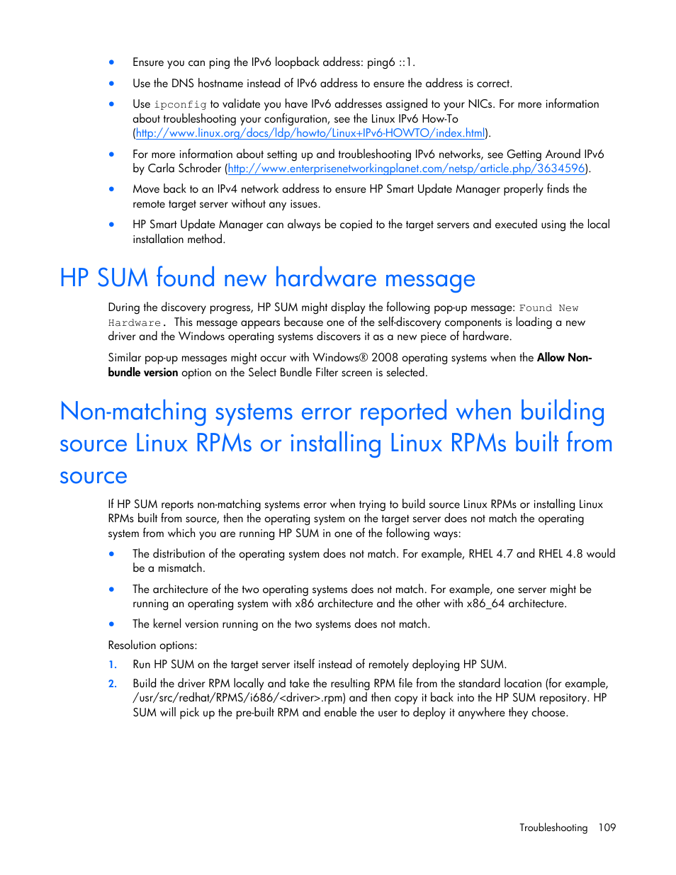 Hp sum found new hardware message | HP Integrity rx2660 Servers User Manual | Page 109 / 124