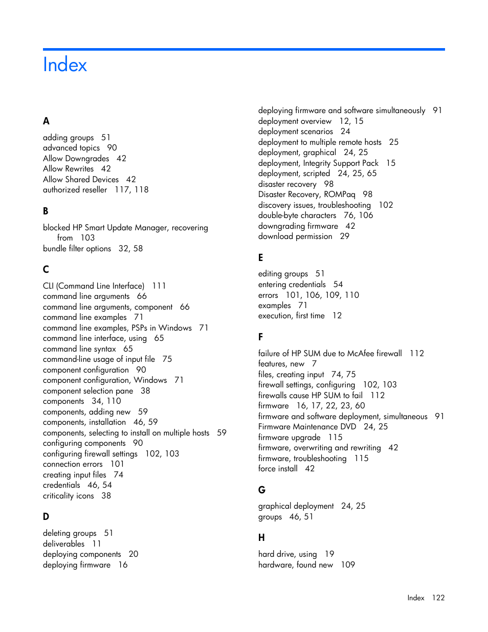 Index | HP Integrity rx2660 Servers User Manual | Page 122 / 124