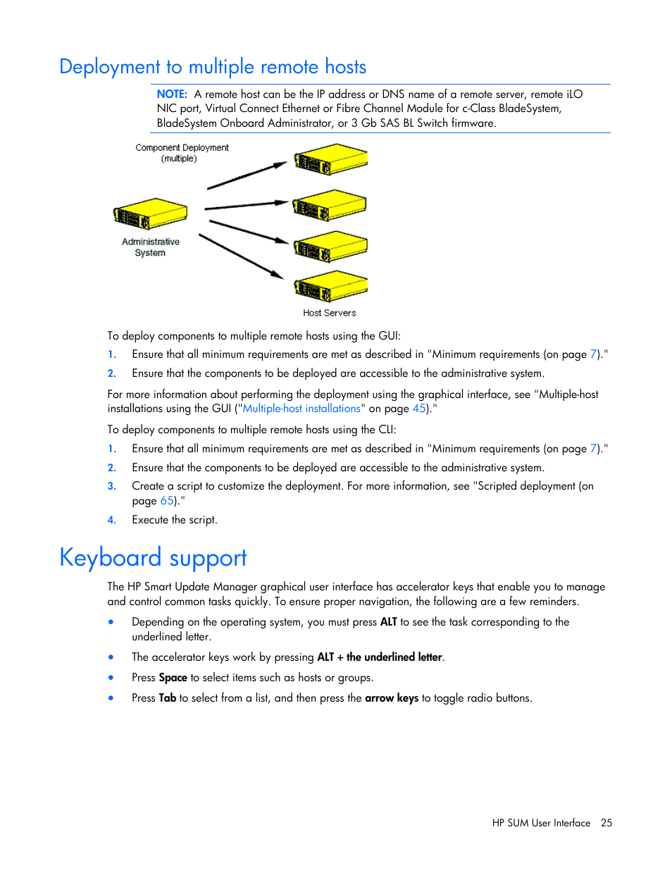 Deployment to multiple remote hosts, Keyboard support | HP Integrity rx2660 Servers User Manual | Page 25 / 124