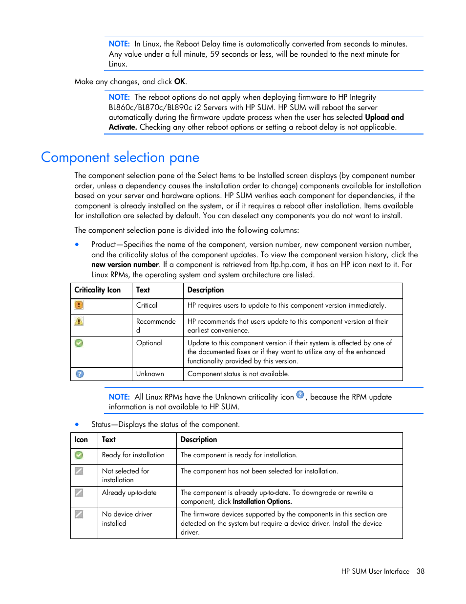 Component selection pane | HP Integrity rx2660 Servers User Manual | Page 38 / 124