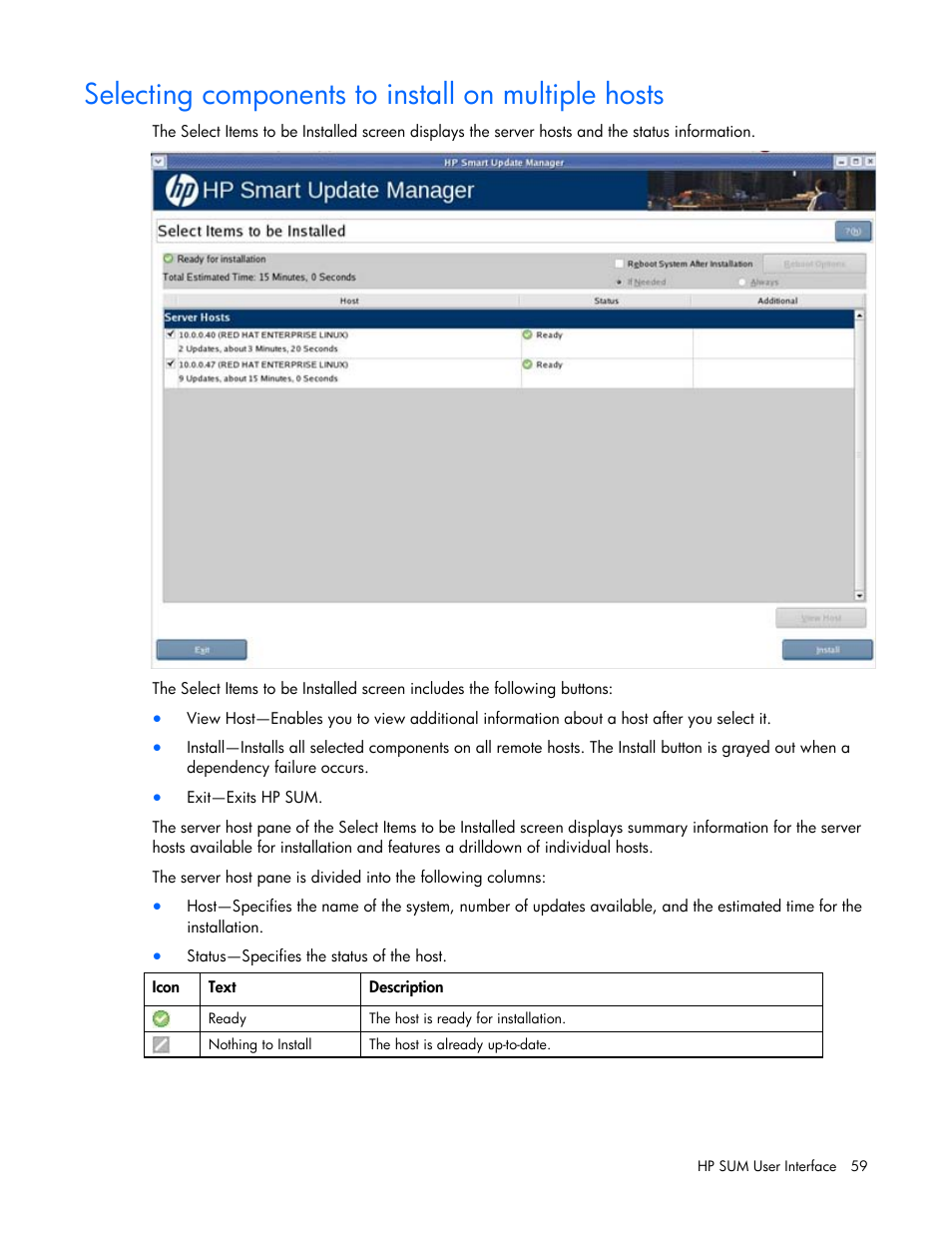 Selecting components to install on multiple hosts | HP Integrity rx2660 Servers User Manual | Page 59 / 124