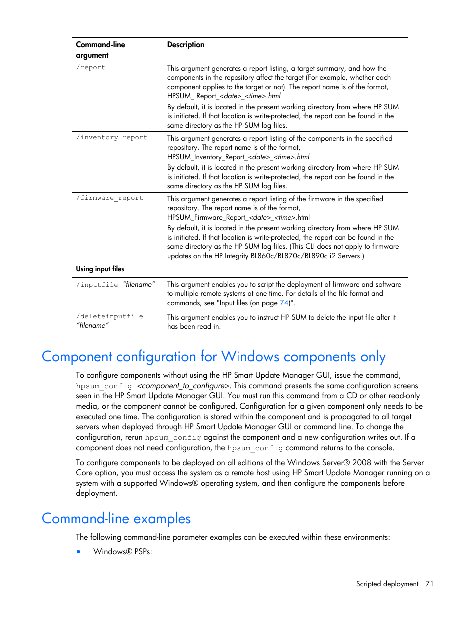 Command-line examples | HP Integrity rx2660 Servers User Manual | Page 71 / 124