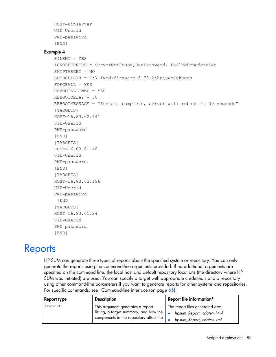 Reports | HP Integrity rx2660 Servers User Manual | Page 85 / 124