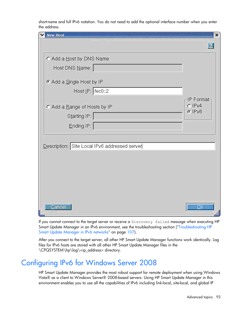 Configuring ipv6 for windows server 2008 | HP Integrity rx2660 Servers User Manual | Page 93 / 124