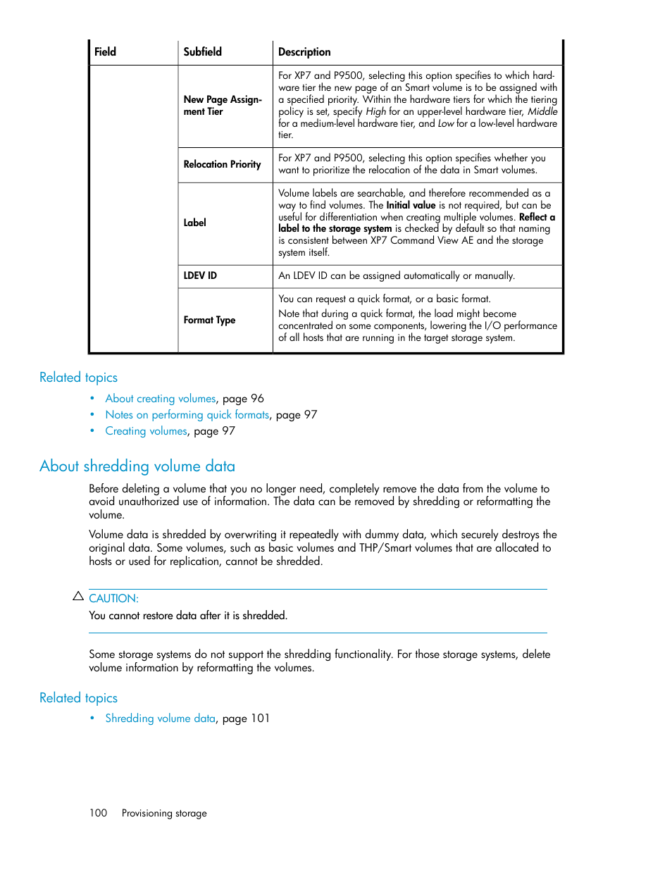 About shredding volume data | HP XP Array Manager Software User Manual | Page 100 / 282