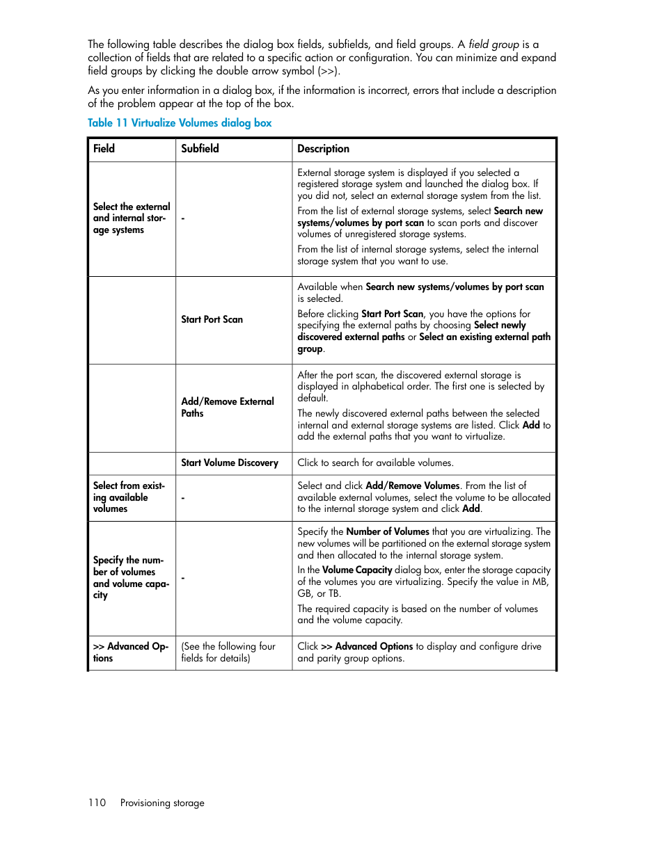 Virtualize volumes dialog box | HP XP Array Manager Software User Manual | Page 110 / 282