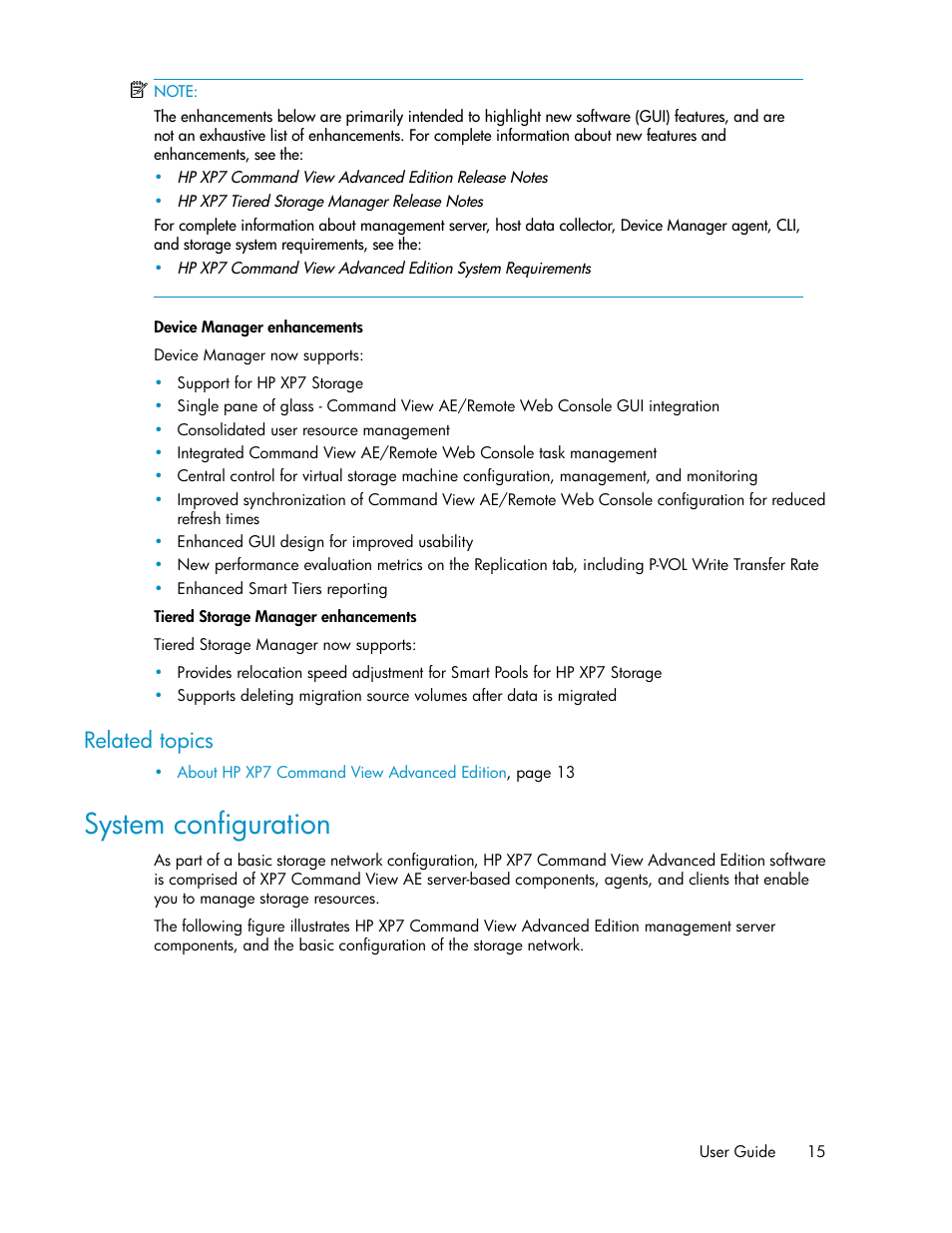 System configuration, Related topics | HP XP Array Manager Software User Manual | Page 15 / 282