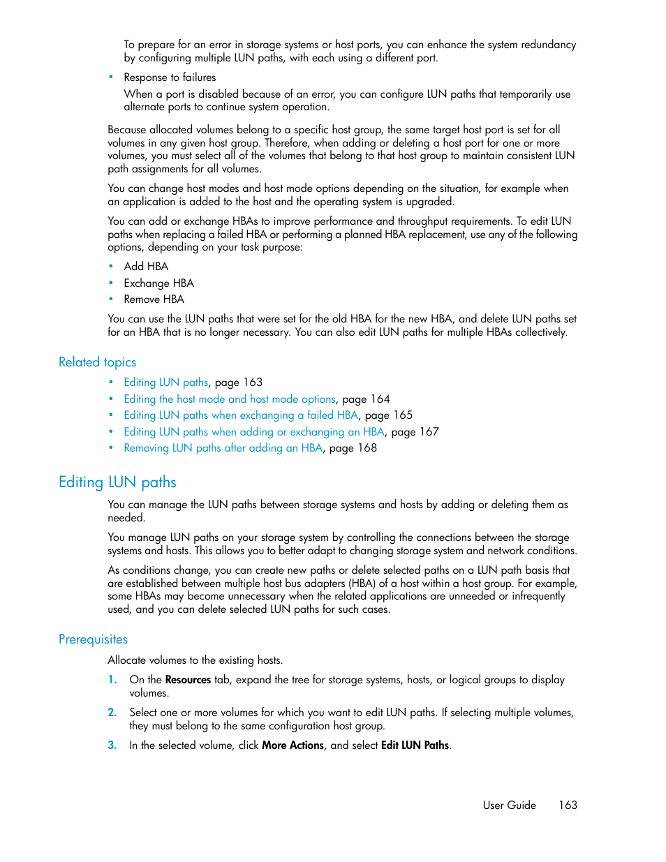 Editing lun paths | HP XP Array Manager Software User Manual | Page 163 / 282