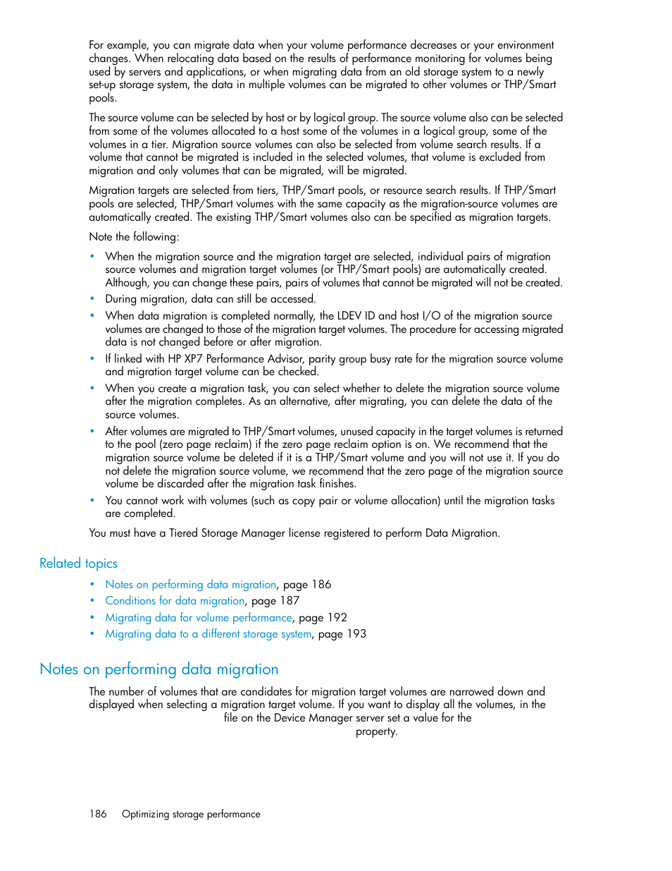 Notes on performing data migration | HP XP Array Manager Software User Manual | Page 186 / 282